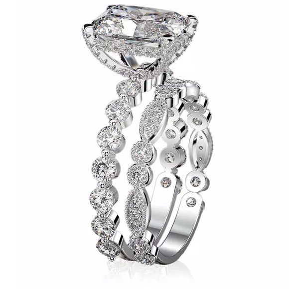 NWT 925 Sterling Silver Wedding Ring Set - Picture 8 of 8